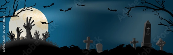 Fototapeta Halloween zombie hand in front of full moon