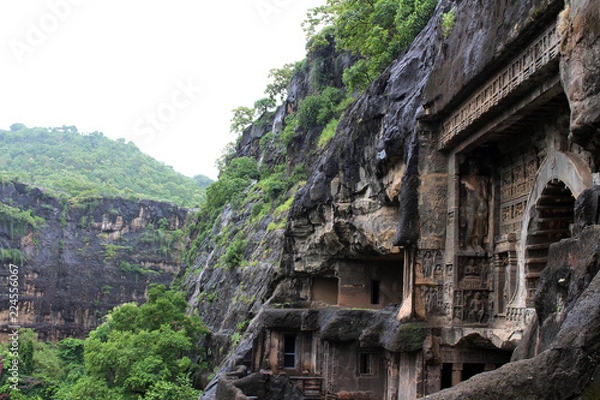 Fototapeta The wonder of Ajanta caves, the rock-cut Buddhist monuments.
