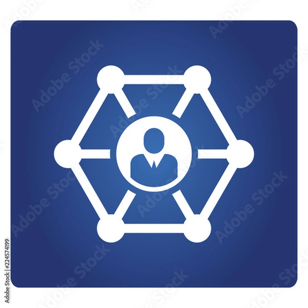 Fototapeta people connection in hexagonal diagram icon in blue background
