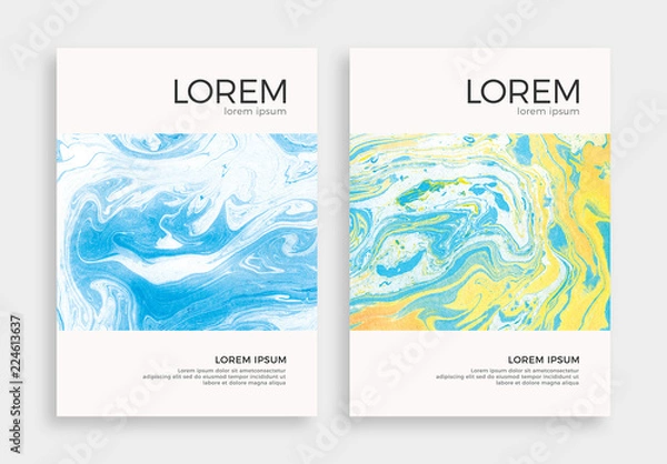 Fototapeta Minimalistic Flyer Layout with Marbling Textures