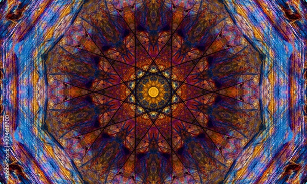 Obraz Elegant star-shaped mandala Art with a beautiful kaleidoscopic pattern and many small colorful details.