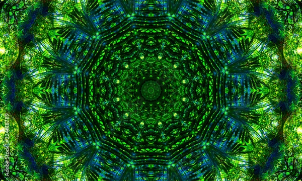 Obraz Black and green mandala Art with a beautiful kaleidoscopic pattern.