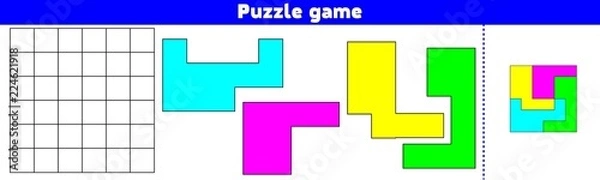 Fototapeta Puzzle game.  Complete the Pattern. Education logic game for preschool kids. Vector Illustration
