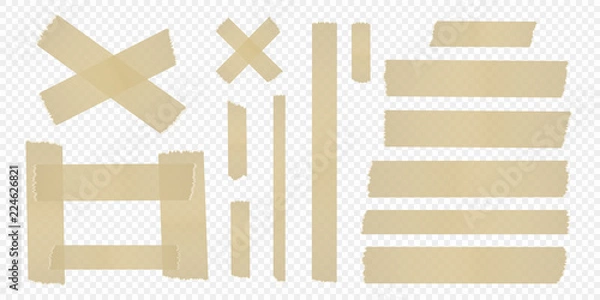 Obraz Set of adhesive tape on a separate transparent background. Vector elements for your designs.