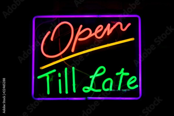 Fototapeta Otwarty do późna neon