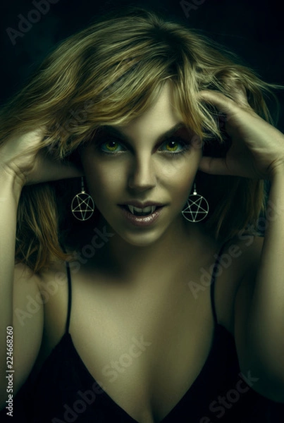 Obraz Beauty vampire smiling to camera.