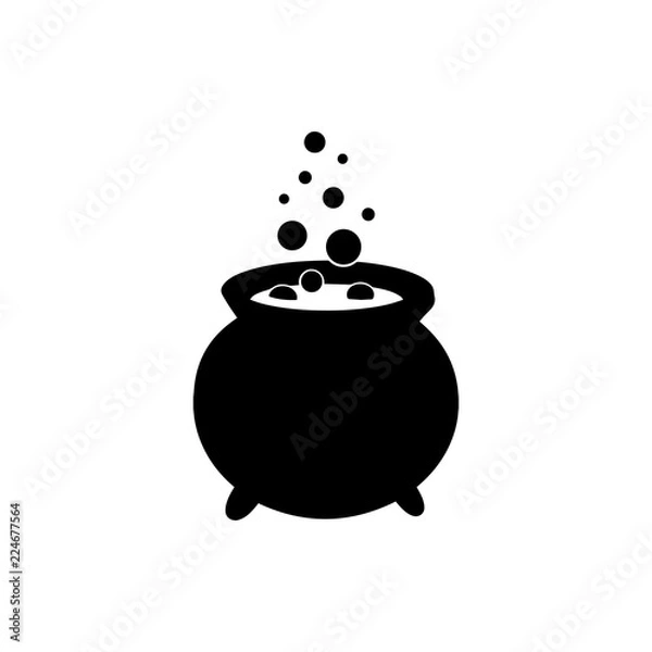 Obraz Cauldron with magic potion vector icon.