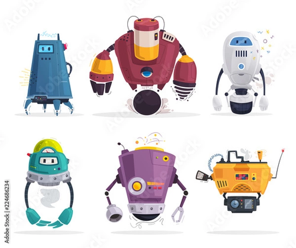 Obraz Robot character. Technology, future. Cartoon vector illustration