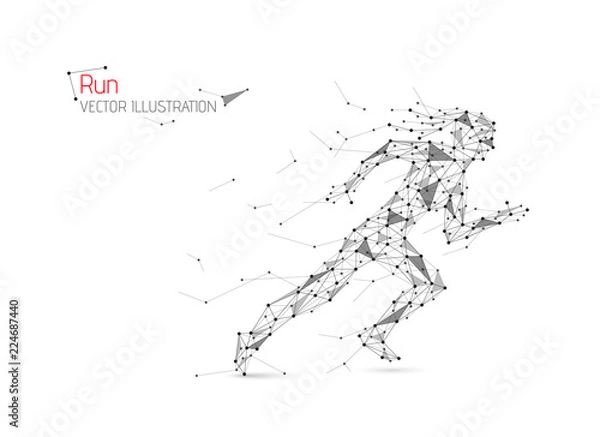 Fototapeta Abstract woman running away. Start sprint. Run. Vector illustration.