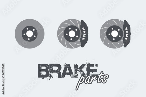 Obraz Brake disc with caliper sign simple icon on background