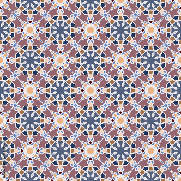 Fototapeta Nontrivial bright color abstract  geometric pattern, vector seamless, can be used for printing onto fabric, interior, design, textile, wallpapers, covers, background, paper, tile, towel, carpet,border
