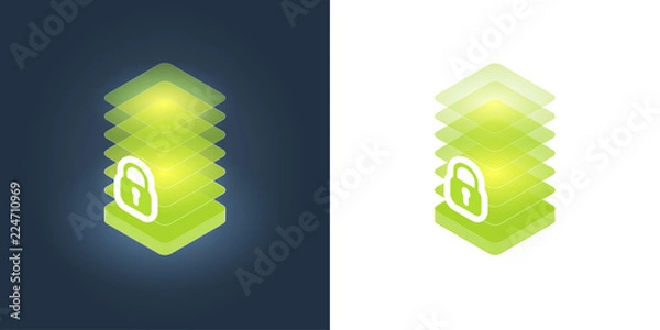 Fototapeta secure data storage concept, smartphone and storage blocks