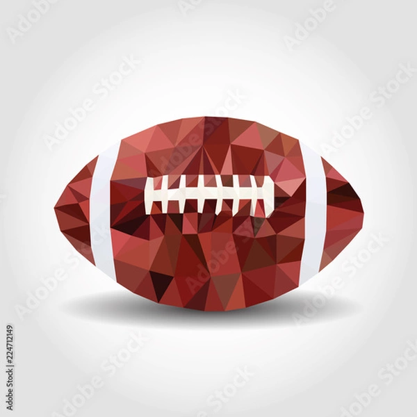 Fototapeta American college high school junior striped football isolated on white background diagonal in frame without shadow