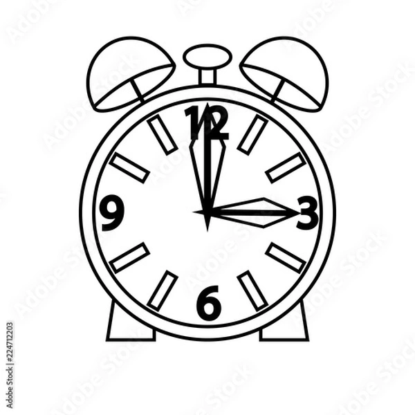 Fototapeta clock round timer line vector black icon