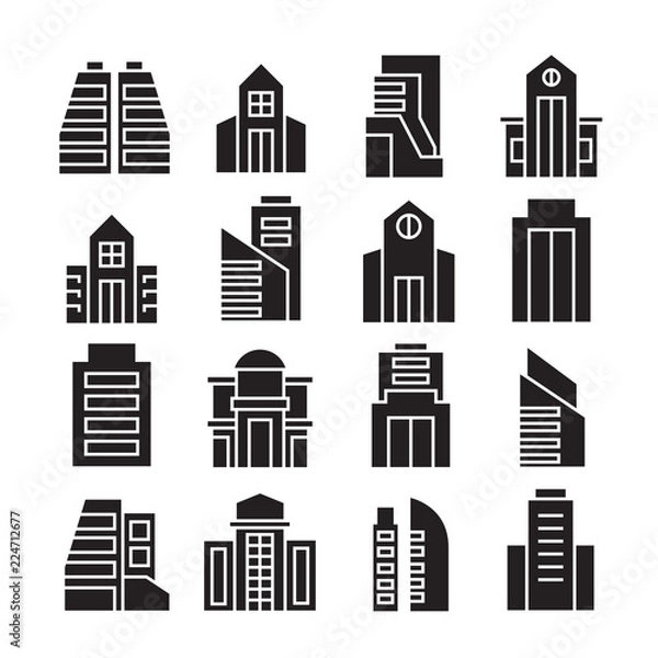 Fototapeta vector set of building icons