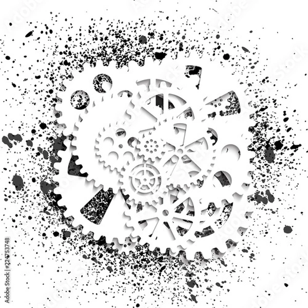 Obraz white gears 03a