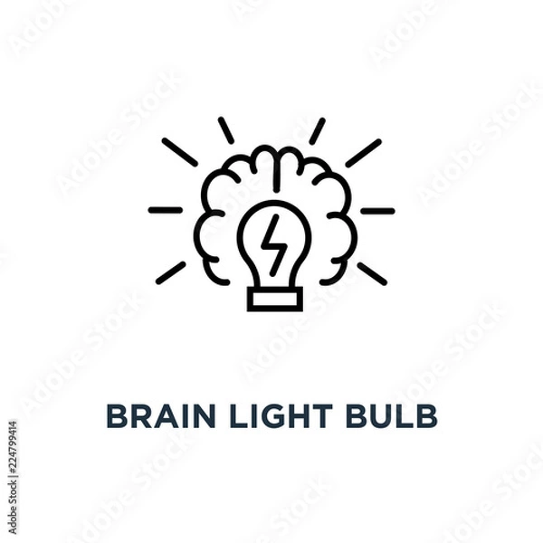 Fototapeta brain light bulb icon. brain light bulb concept symbol design, vector illustration