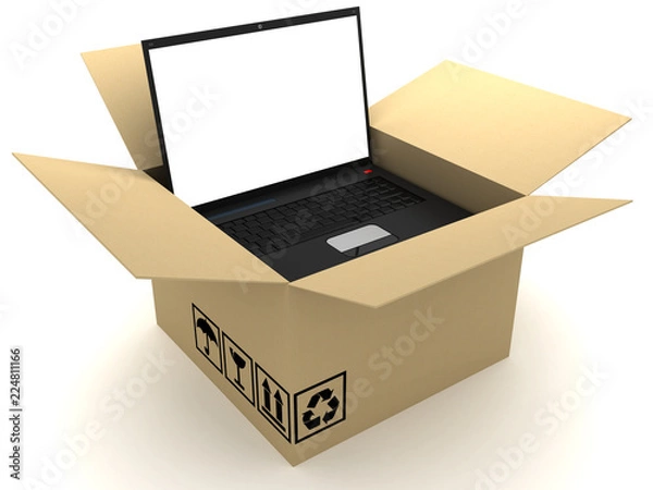 Fototapeta Open mailbox and laptop