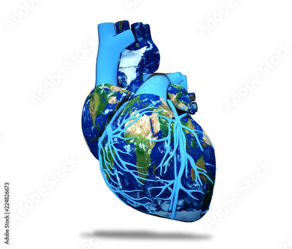 Obraz world heart 3d render
