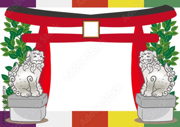 Obraz 鳥居と狛犬のフレーム