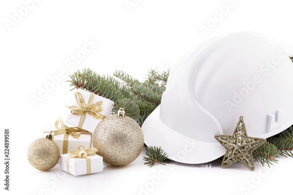 Obraz Construction hard hat and Christmas.