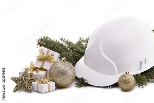 Obraz Construction hard hat and Christmas.