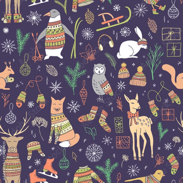 Fototapeta Chrismtas seamless pattern.
