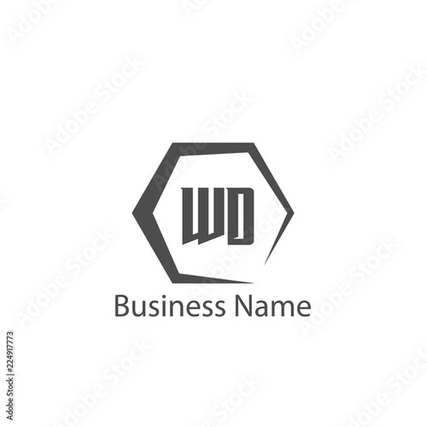Fototapeta Initial Letter WD Logo Template Design