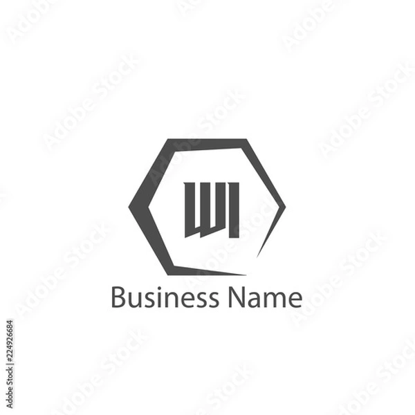 Fototapeta Initial Letter WI Logo Template Design