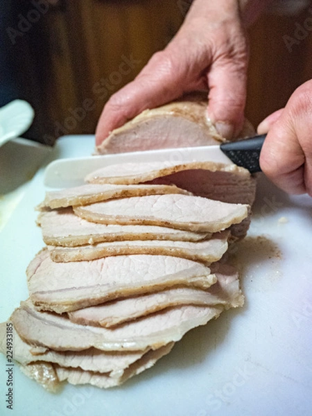 Obraz krojenie mięsa