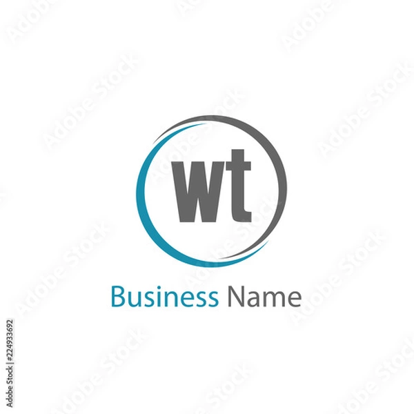 Fototapeta Initial Letter WT Logo Template Design
