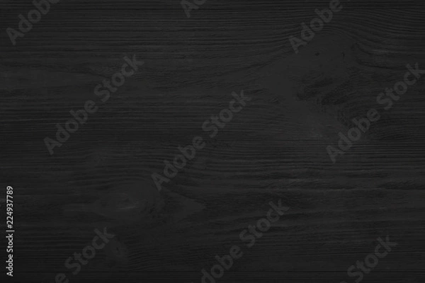 Fototapeta Upper, top view of a black wooden blackboard background in old, rustic style