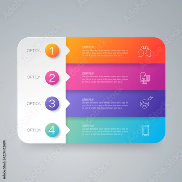 Obraz Infographics design vector and business icons with 4 options.