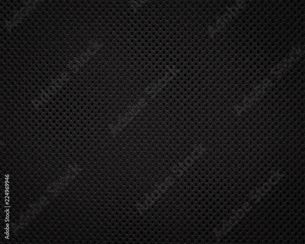 Fototapeta Black fabric texture. Dark textile pattern background. Detail of synthetic material.