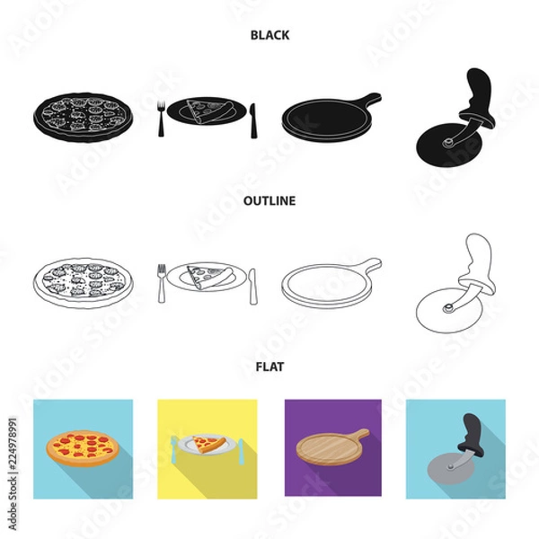 Fototapeta Isolated object of pizza and food logo. Collection of pizza and italy vector icon for stock.