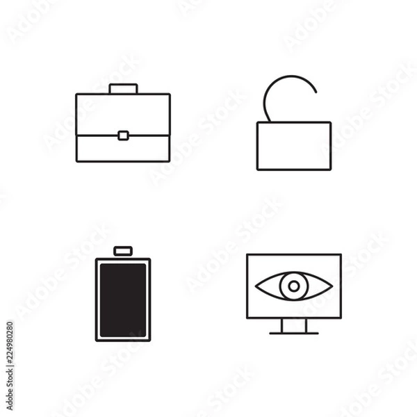 Fototapeta business simple outlined icons set