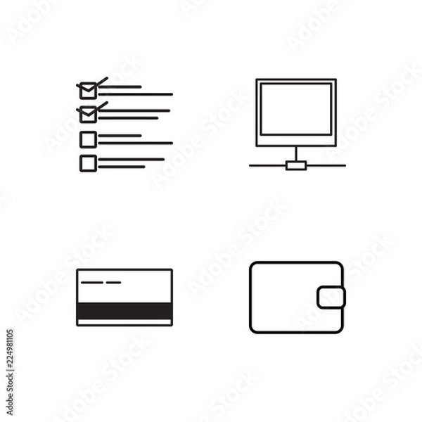 Obraz business simple outlined icons set