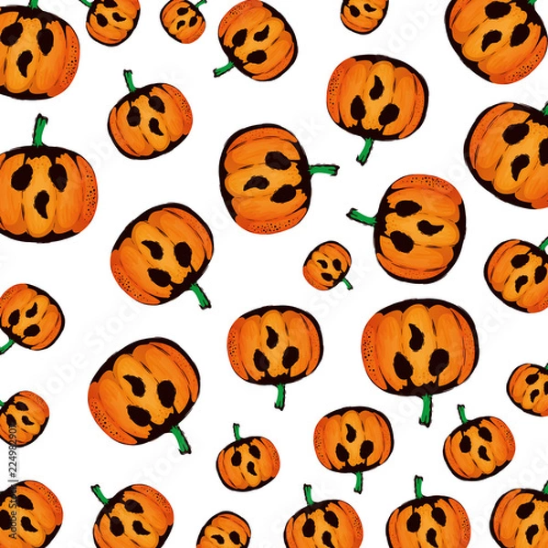 Fototapeta happy halloween pumpkins pattern