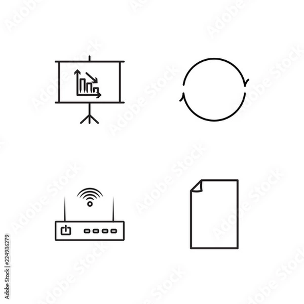 Fototapeta business simple outlined icons set