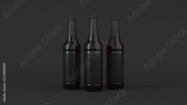 Obraz Mock up of tall beer bottles with blank labels