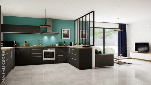 Fototapeta vue 3d cuisine 17-01