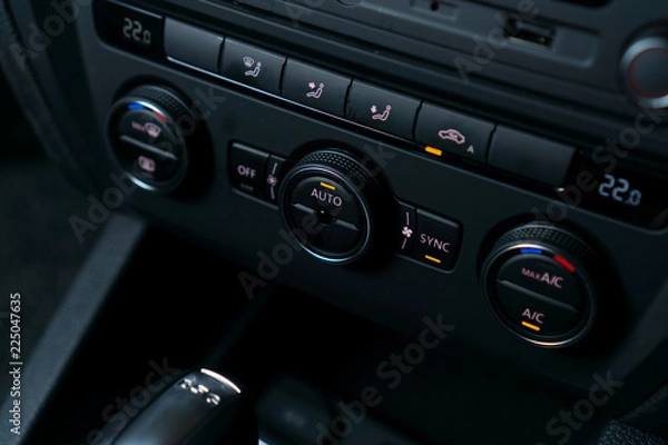 Fototapeta Modern car Air Conditioning unit controller with auto climate