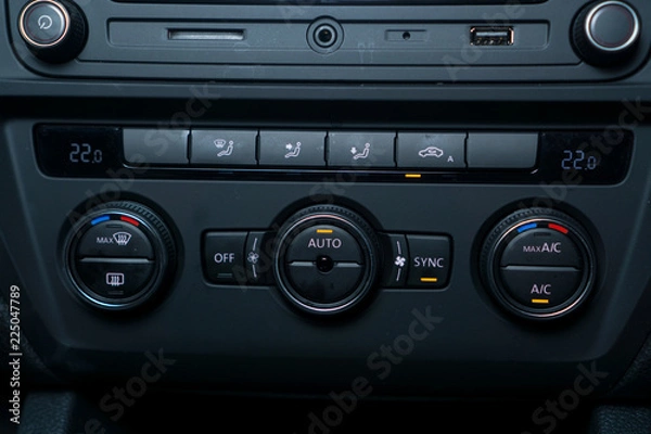 Fototapeta Modern car Air Conditioning unit controller with auto climate