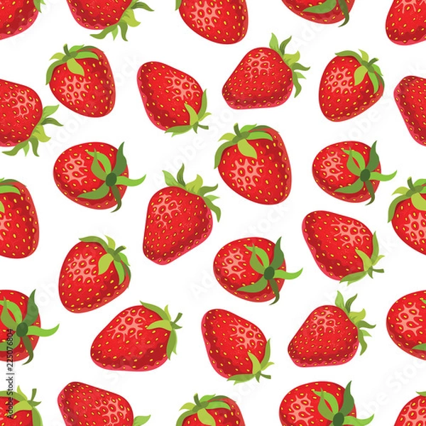 Obraz Vector seamless pattern with strawberries. Graphic drawing.