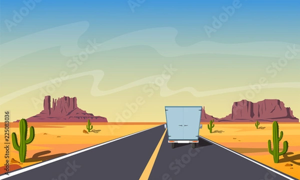 Obraz Truck on the road of desert