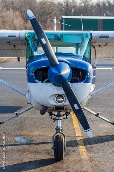 Obraz Small Propellor Plane Close Up, Front View of Cessna Aircraft