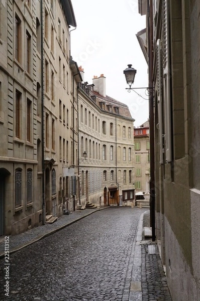 Obraz ジュネーブ旧市街の街並み（雨）