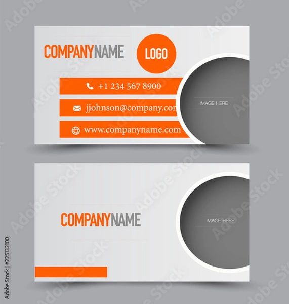 Fototapeta Business card template design. Corporate identity style. Editable vector illustration. Orange color.