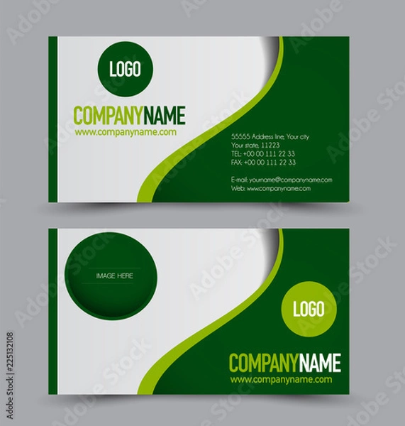 Fototapeta Business card template design. Corporate identity style. Editable vector illustration. Green color.