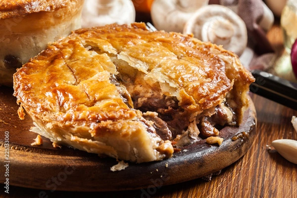 Fototapeta Fresh beef stew pie on a cutting board